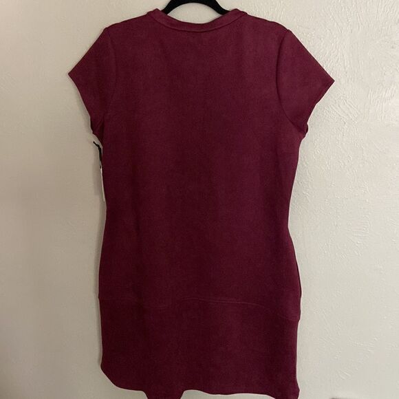 Kenzie Faux-Suede Shift Dress NWT Burgundy color size 14 - Picture 10 of 12